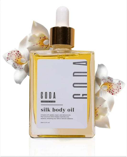 GODA Aceite Corporal de Seda para Mujeres - Fórmula Reafirmante y Antienvejecimiento Hidratante, Mezcla Orgánica Perfumada de Cuidado de la Piel 50ml